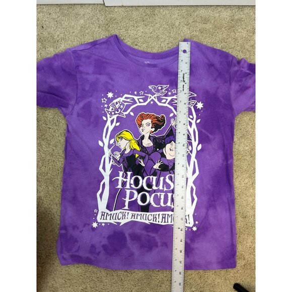 Disney Hocus Pocus Graphic T Shirt Halloween Girls Size L 10-12 Purple - Picture 5 of 5